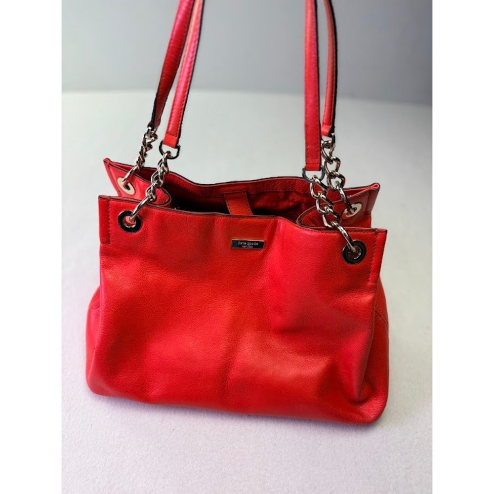 Kate Spade Shoulder Bag Womens Medium Coral‎ Pebbled Leather Chain Strap